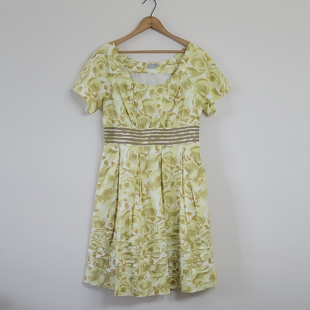 Eshakti Yellow Floral Short Sleeve Dress Size 16/XL